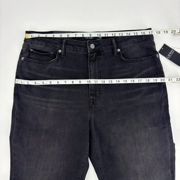 Lauren Ralph Lauren NWT Black High-Rise Skinny Ankle Super Stretch Jeans, 16 - Picture 8 of 16